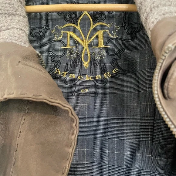 Mackage Brown Leather Jacket with Tan Accents size Small - Picture 7 of 11